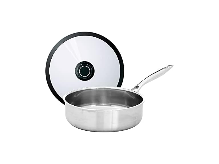 Stainless Steel, Sauté Pan w/Lid, 9.5-Inch Diameter, 3 Quart