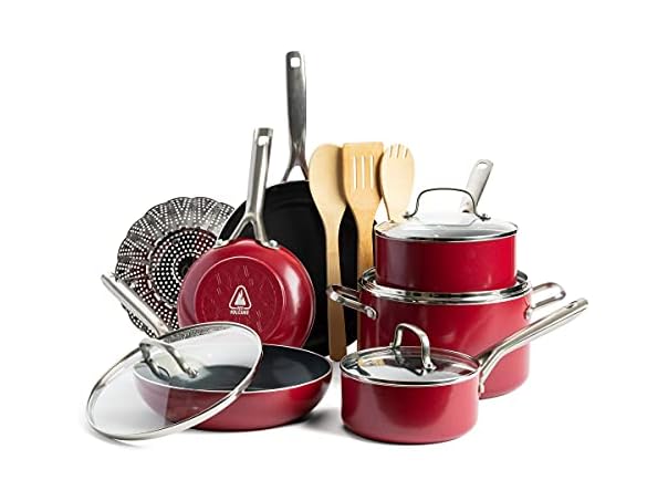 Red Volcano Textured Ceramic Nonstick Set