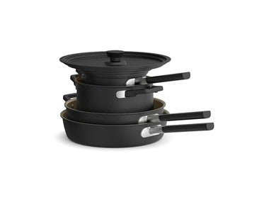 BELLA 9-Piece StoreMore Cookware Set Black