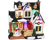 Christmas Village House with Snowman