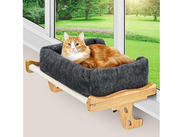 Heated Wood Cat Window Perch w/ Timer