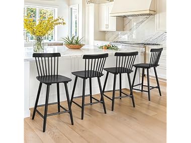 Lue Bona Black Bar Stools Set of 4 24"