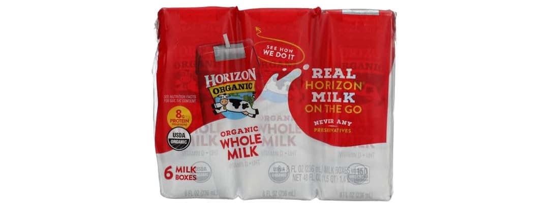 HORIZON ORGANIC Organic Whole Milk 6pk, 48 FZ