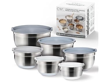 12 Pc Mixing Bowls with Lids Gray