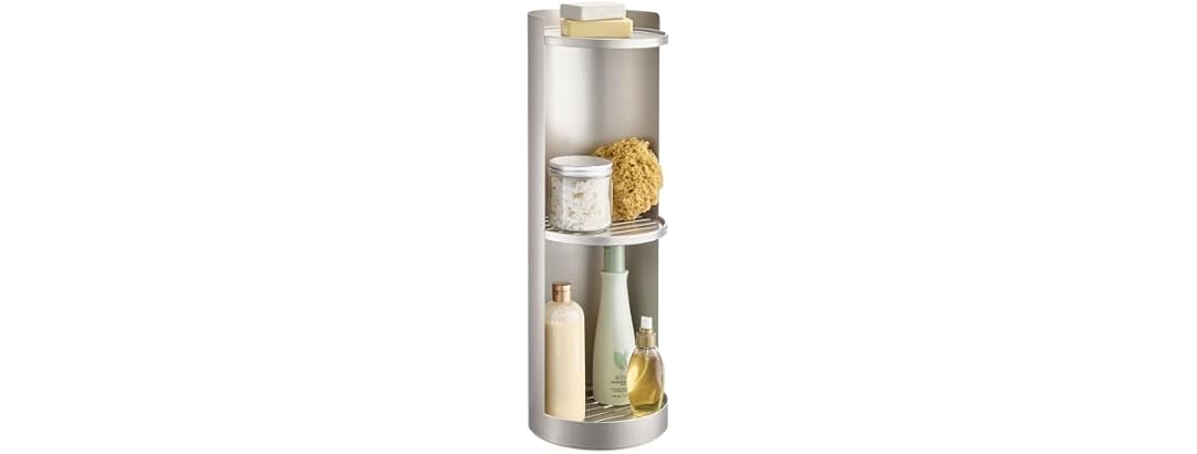 iDesign Freestanding 3-Tier Rotating Bathroom Organizer - Satin
