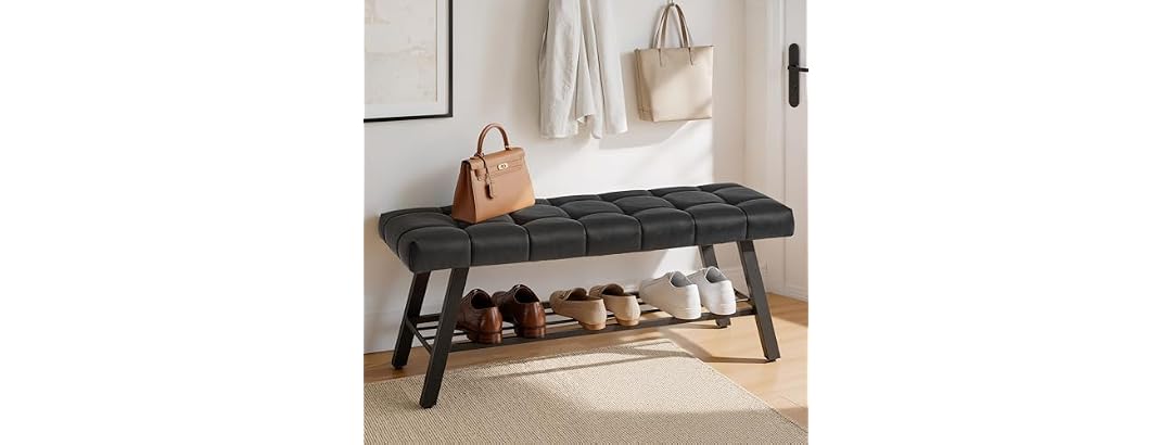 Lue Bona 45" Entryway Bench Black