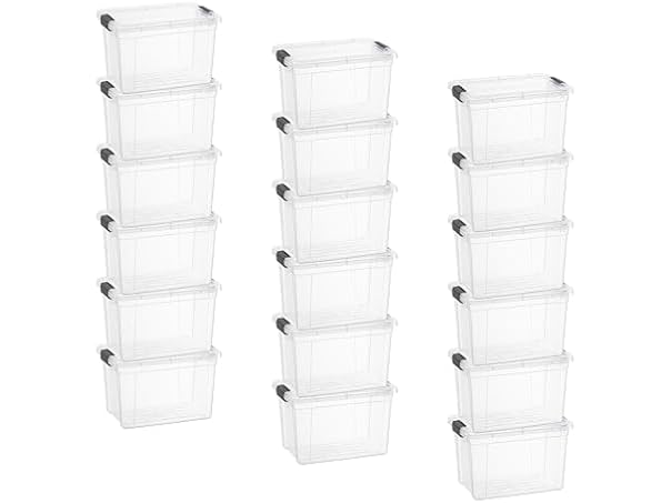 Superio Clear Storage Box with Lid, 2.5 Quart 18 Pack