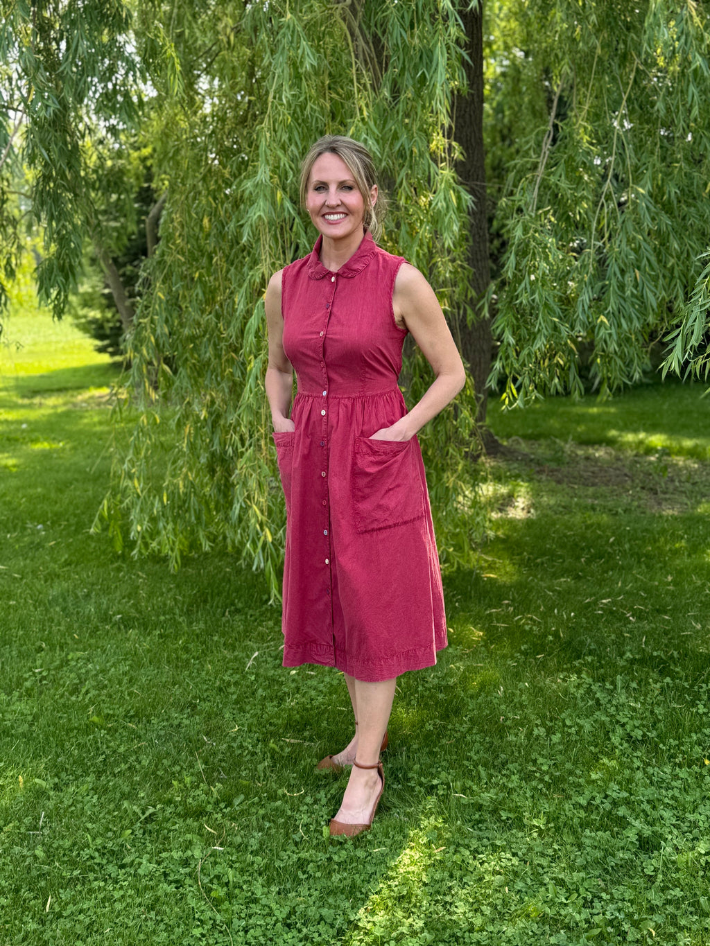 The Porch Swing Dress in Red