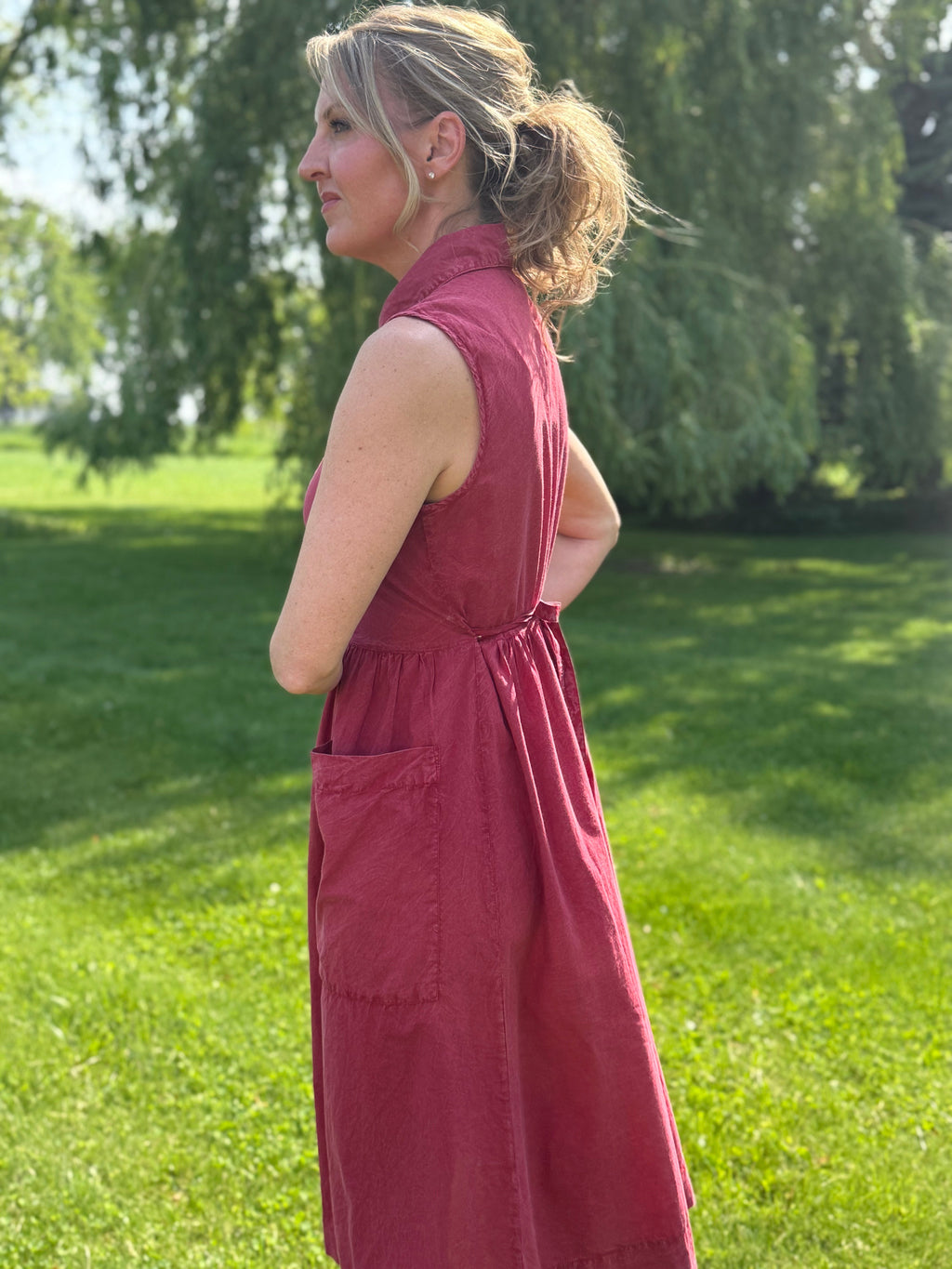 The Porch Swing Dress in Red
