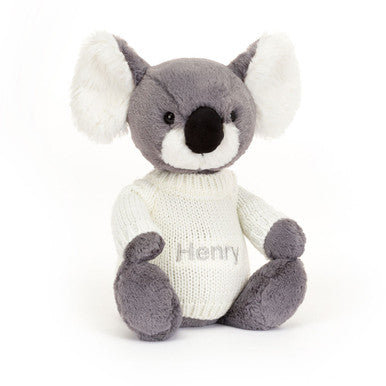 Bashful Koala with Personalized Cream Jumper