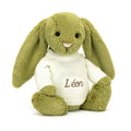 Bashful Moss Bunny with Personalized Cream Jumper