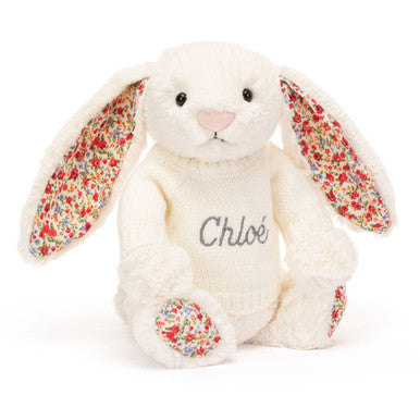 Blossom Cream Bunny with Personalized Cream Jumper