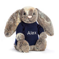Bashful Cottontail Bunny with Personalized Navy Jumper