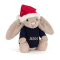 Bashful Christmas Bunny with Personalized Navy Jumper