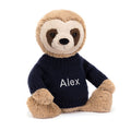 Bashful Sloth with Personalized Navy Jumper