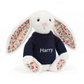 Blossom Cream Bunny with Personalized Navy Jumper