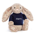Blossom Bea Beige Bunny with Personalized Navy Jumper