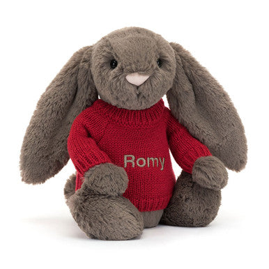 Bashful Truffle Bunny with Personalized Red Jumper