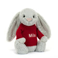 Bashful Shimmer Bunny with Personalized Red Jumper