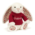 Blossom Cream Bunny with Personalized Red Jumper