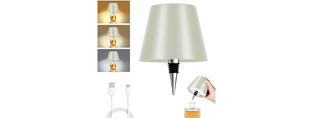 Beige Shade Wireless Bottle Lamp