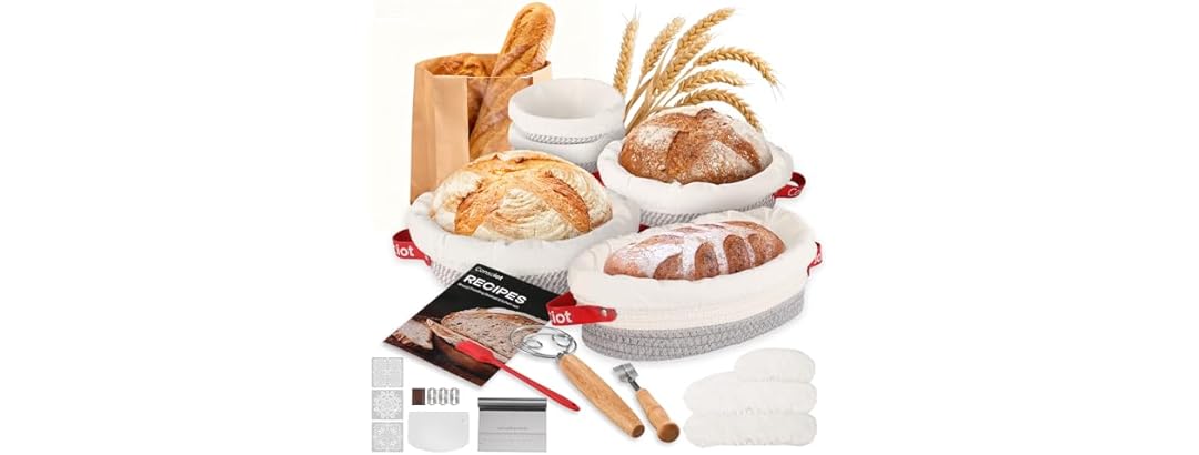 Sourdough Starter Kit 5 Banneton Round & Oval