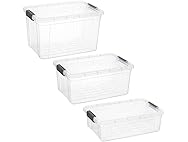 Superio Clear Storage Boxes with Lid, 3 Pack