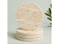 Apasqro Natural Travertine Coasters Set of 4