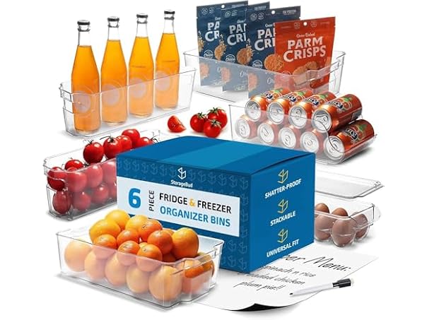 Hearth & Harbor 24 Piece Fridge Organizer Bins - Set of 18