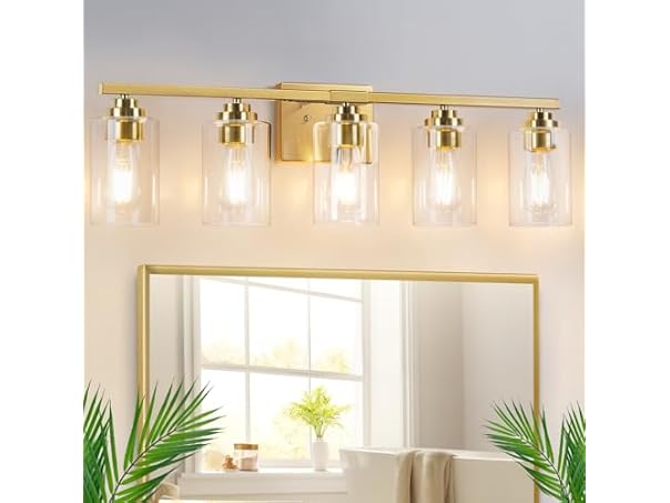 VerRon 5-Light Gold Bathroom Light Fixtures, 31"