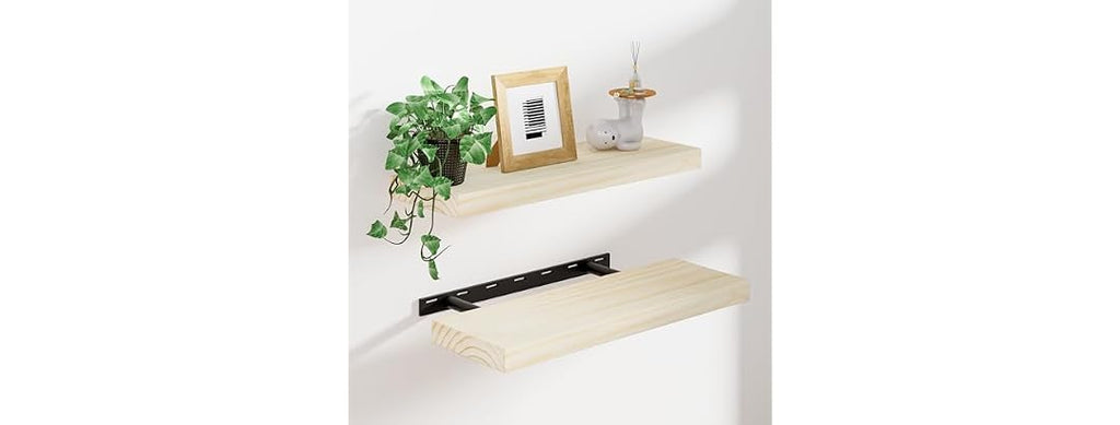 Heimlove Unfinished Wood Floating Shelves Set of 2