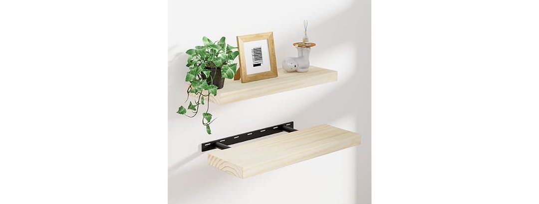 Heimlove Unfinished Wood Floating Shelves Set of 2