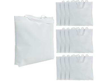 Fun Express DIY White Poly Tote Bags 12Pk