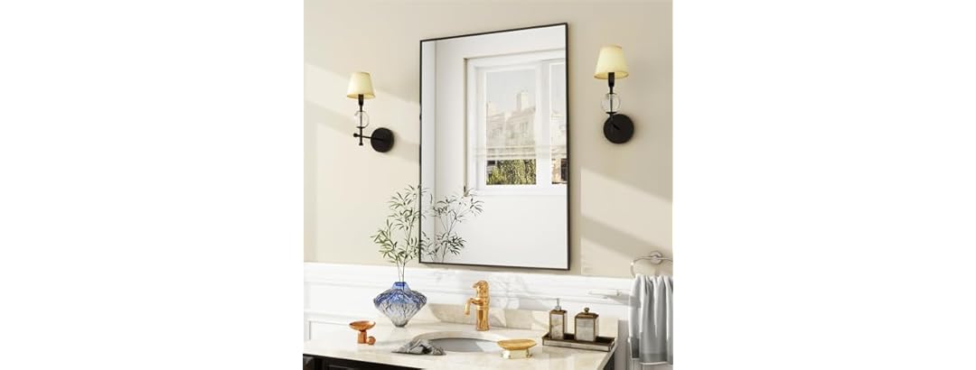 Wall Mirror, 24" X 36" Black