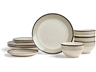 Earth & Clay Harlow 12-Piece Dinnerware Set Earthenware, Beige