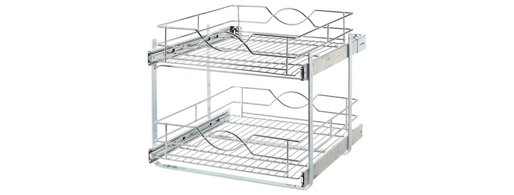 Double-Tier Wire Pull Out Kitchen and Bath Storage Basket
