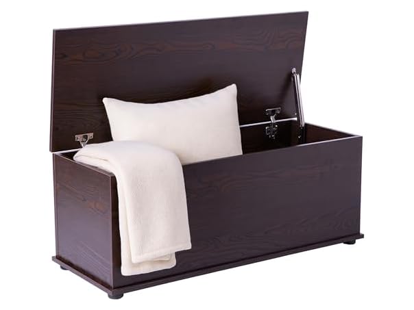 Basicwise Wooden End of Bed Storage Chest Brown