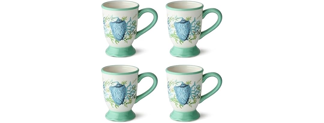 Cerified International Sea Glass Porcelain Mugs, Set of 4