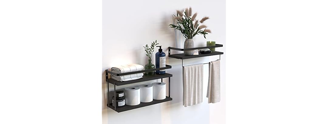 Wall Mounted Floating Shelves, 2+1 Tier