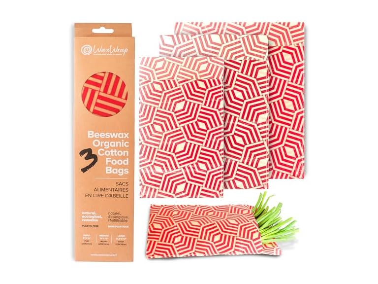 48 Pack Beeswax Organic Cotton Food Bags