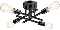TOBUSA Semi Flush Mount Ceiling Light Fixture Matte Black