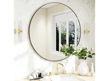 24 Inch Round Mirror, Metal Frame