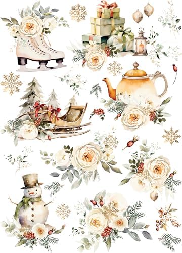Craft Kreatively White Christmas Rice Paper, 11.5 x 1