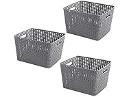 Woven Plastic Storage Baskets 3-Pack
