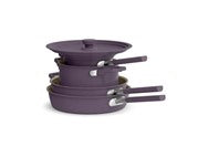 BELLA 9-Piece StoreMore Cookware Set Plum