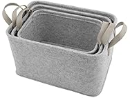 Grey Felt Storage Basket Set, 3 Pieces