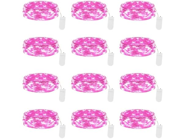 Lakumu 12 Pack Pink Led Fairy Lights