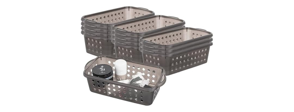 Cetomo Plastic Storage Baskets with Handle, 12 Pack