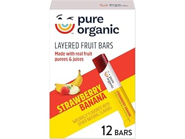 12CT Pure Organic, Layered Fruit Bars, Strawberry Banana