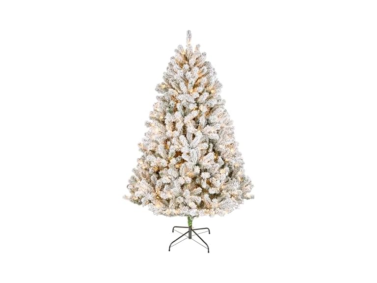 6 ft Pre-Lit Flocked Acacia Artificial Tree